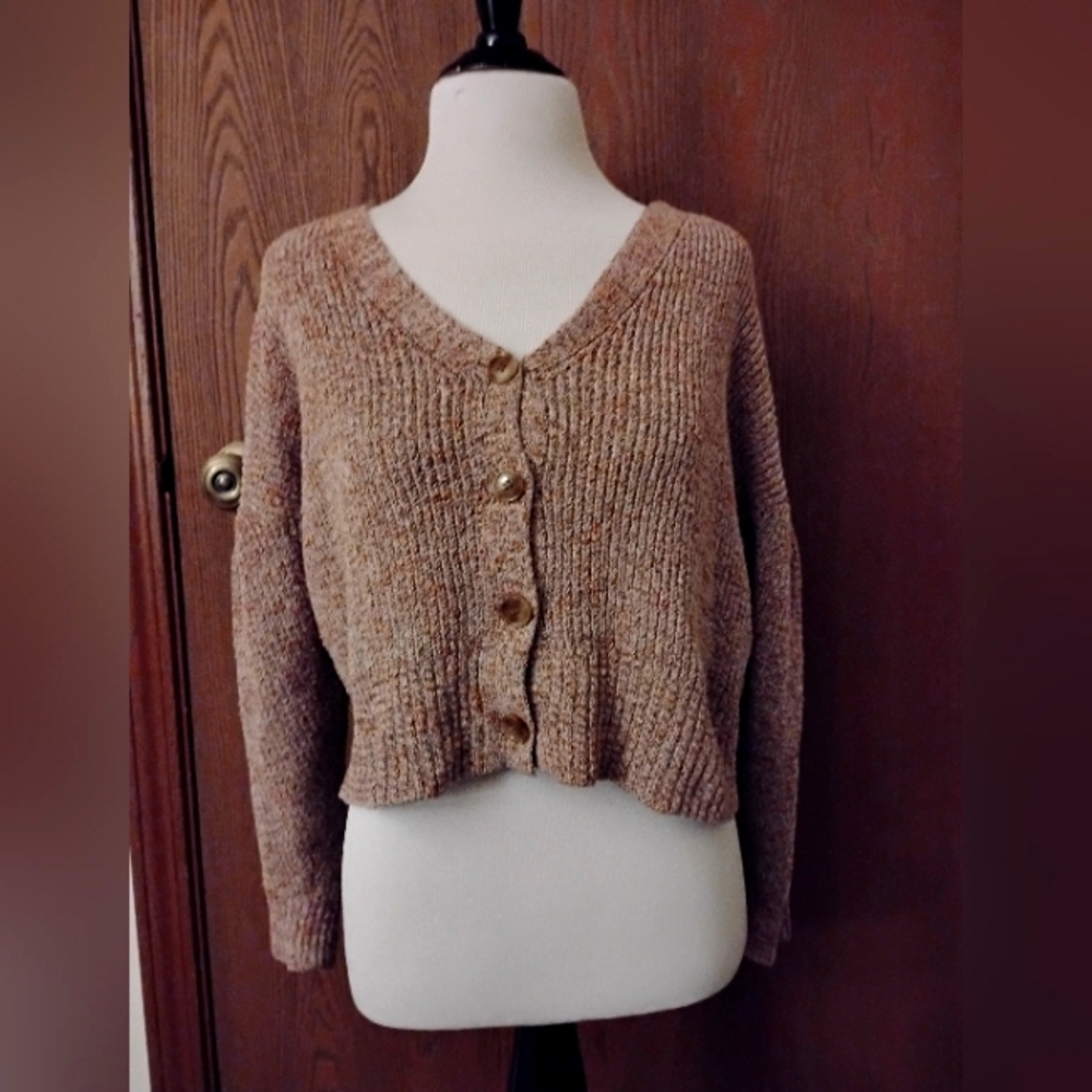 Pink Speckled Cropped Cardigan